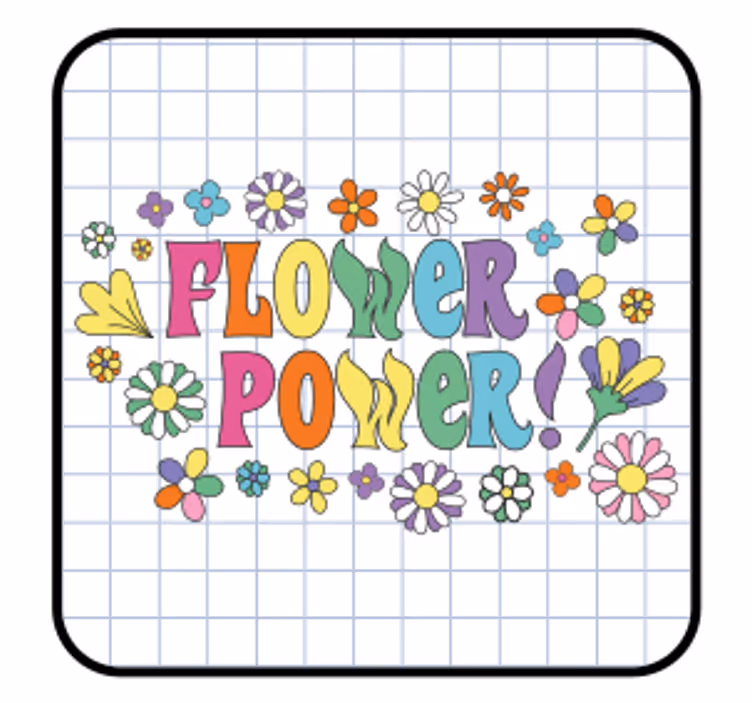 Enge onderzetters met kleurrijke bloemen typografie - TenStickers