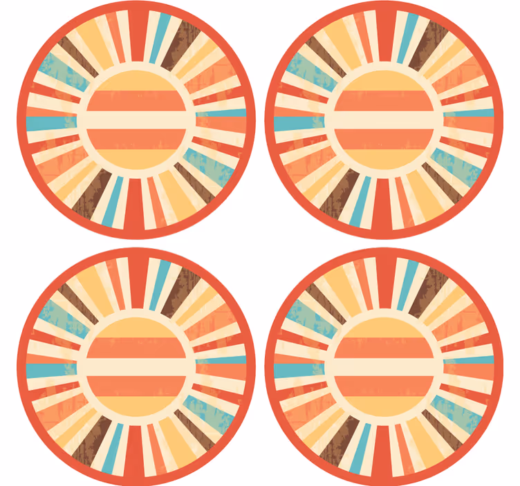 Kleurrijke retro zonnestralen vintage onderzetter - TenStickers