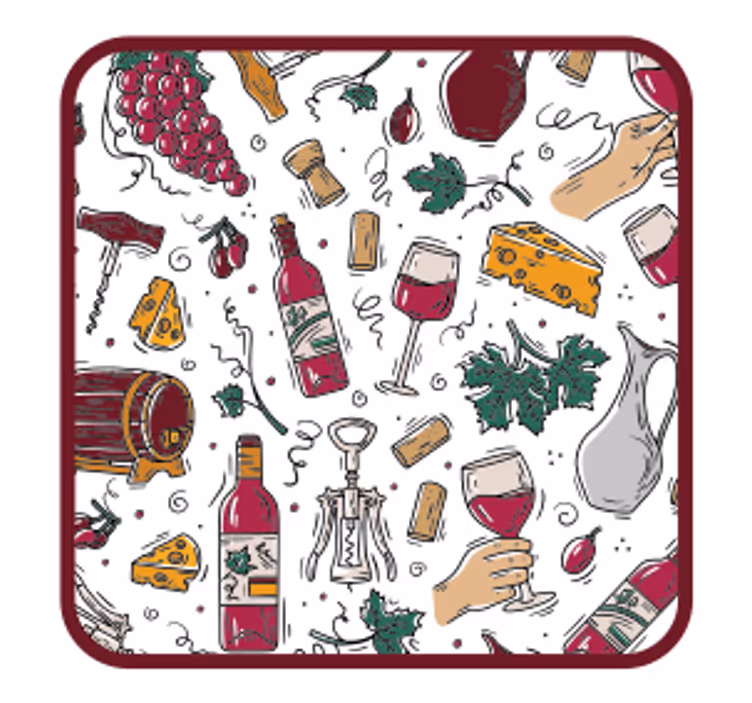 Bier onderzetters wijnflessen druiven kaas - TenStickers
