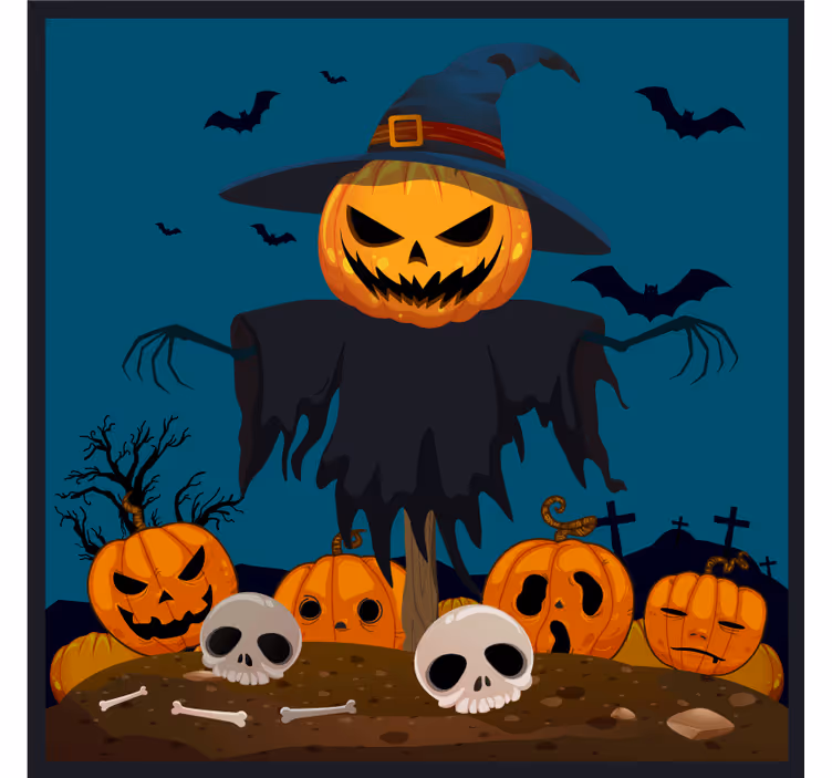 Halloween onderzetters vogelverschrikker pompoen scene - TenStickers