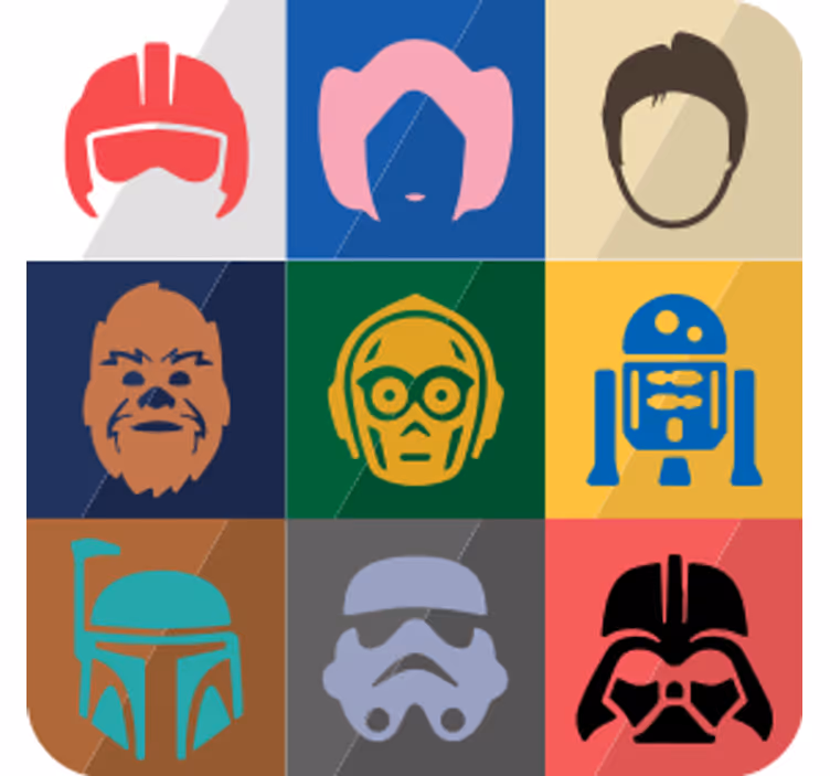 Enge onderzetters iconische karaktergezichten - TenStickers