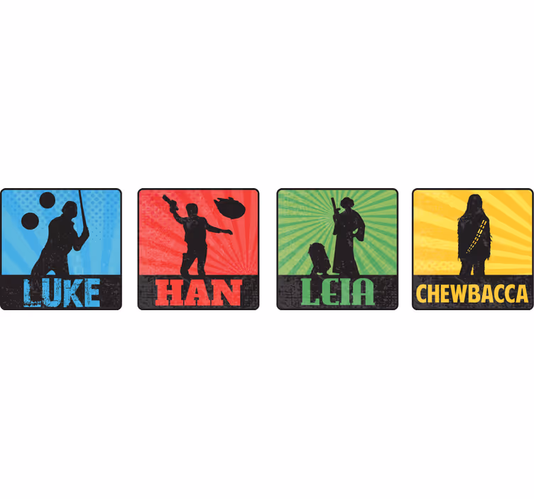 Enge onderzetters iconische karakter silhouetten - TenStickers