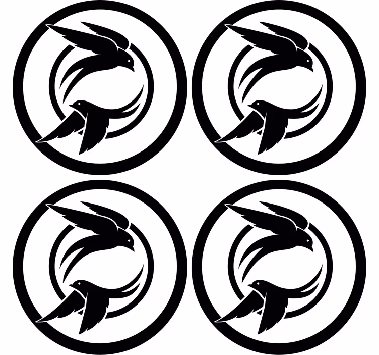 Enge onderzetters met gestileerd vogelsymbool - TenStickers