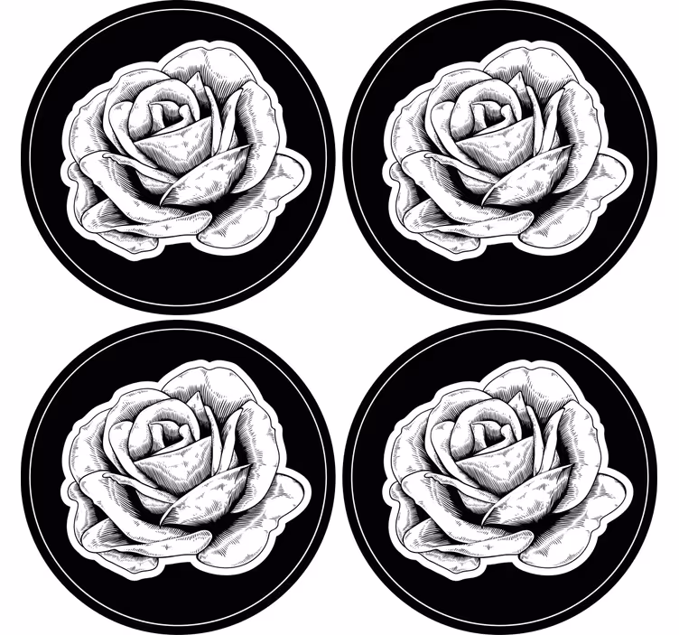 Onderzetters intricate black rose - TenStickers