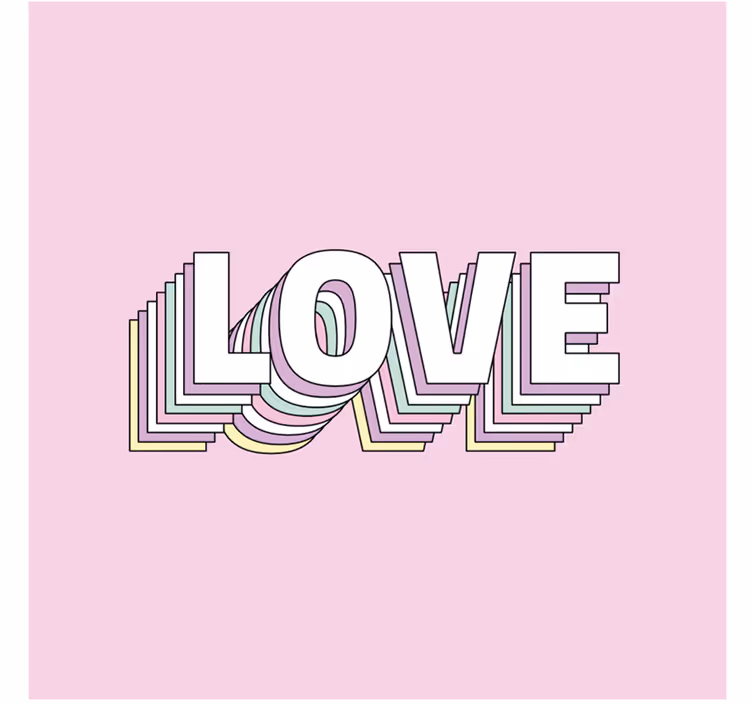 Roze en witte liefdestypografie tekst onderzetters - TenStickers
