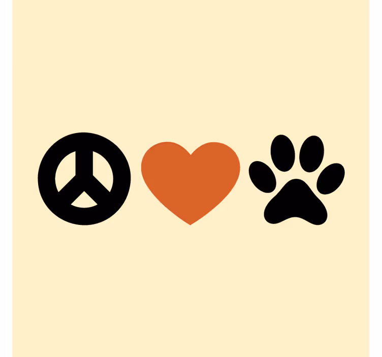 Tekst onderzetters vrede liefde huisdieren - TenStickers