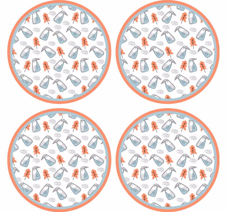 Enge onderzetters met eigenzinnig bladenpatroon - TenStickers