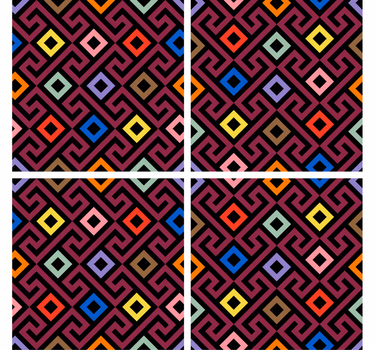 Onderzetters kleurrijk geometrisch patroon - TenStickers