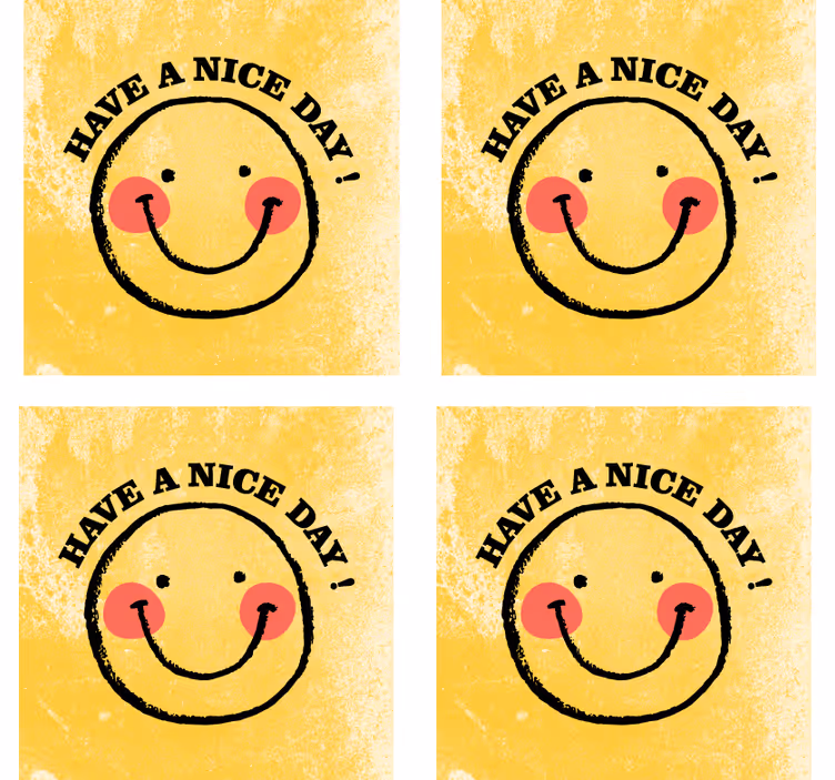 Tekst onderzetters blije smiley met groet - TenStickers