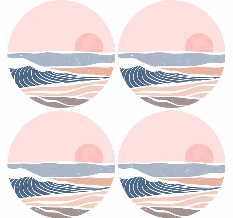 Onderzetters zachte golven en zonsopgang - TenStickers