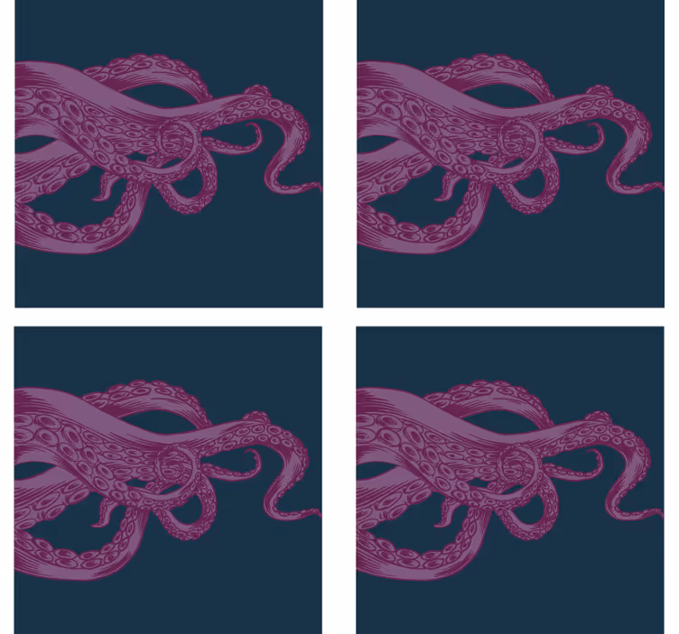 Enge onderzetters met ingewikkelde octopusillustratie - TenStickers