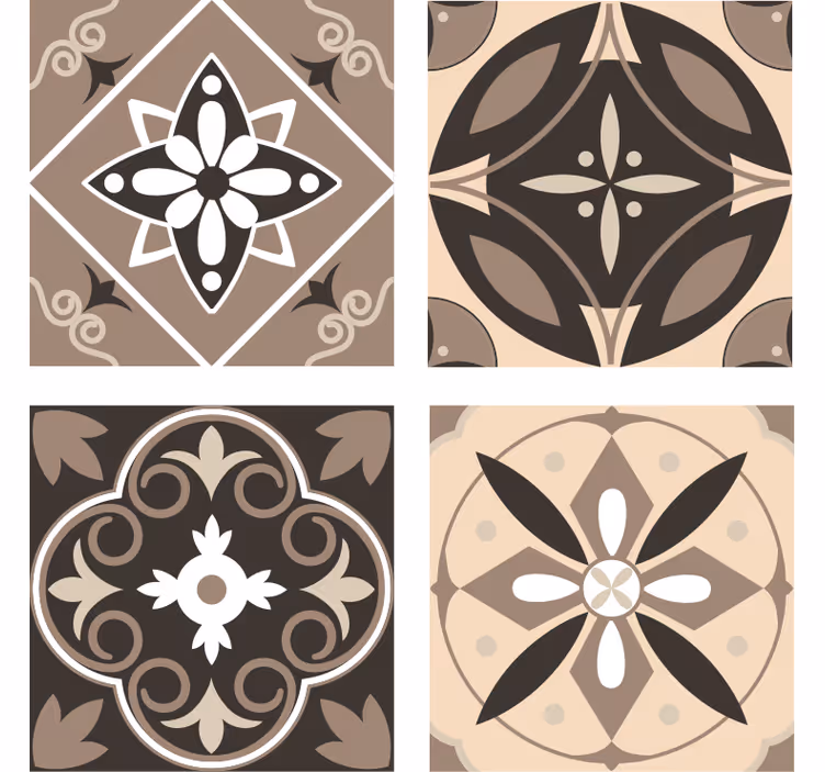 Onderzetters geometrisch bloemenpatroon set - TenStickers