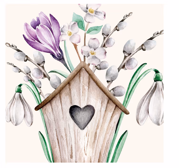 Onderzetters bruiloft houten vogelhuisje bloemstuk - TenStickers