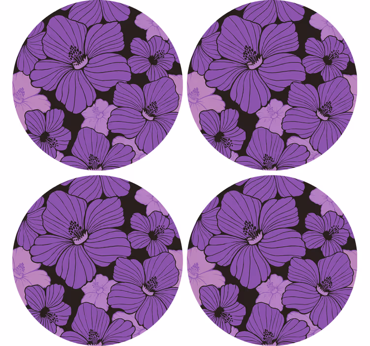 Onderzetters prachtig paars bloemenpatroon - TenStickers