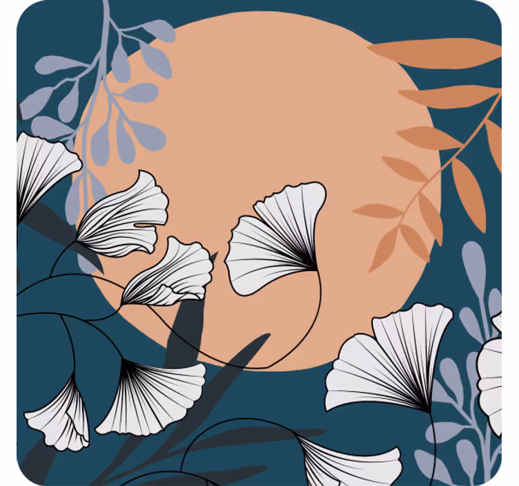 Moderne onderzetters met bloemig ginkgo patroon - TenStickers