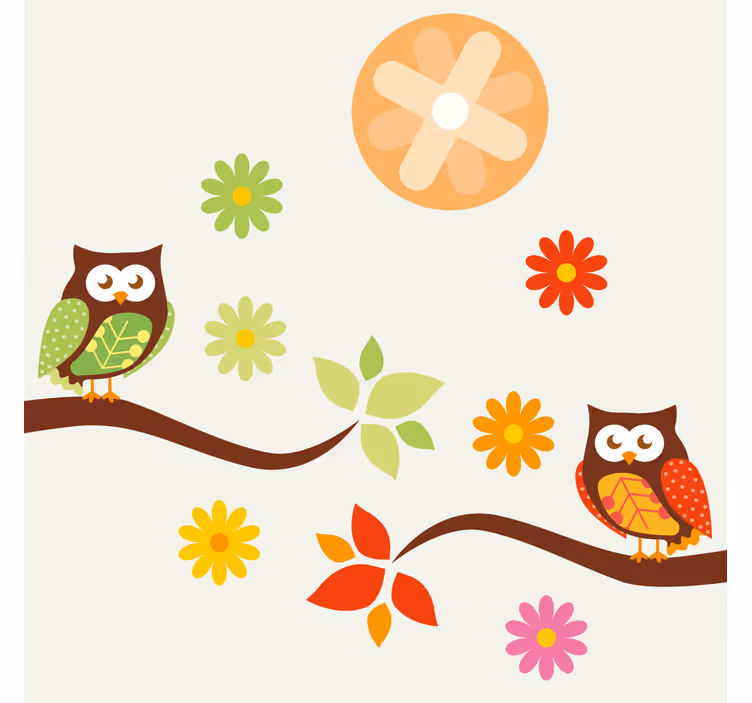 Enge onderzetters met kleurrijke uilen en bloemen - TenStickers