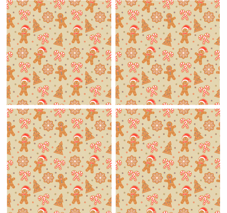 Kerst onderzetters feestelijk peperkoekpatroon - TenStickers