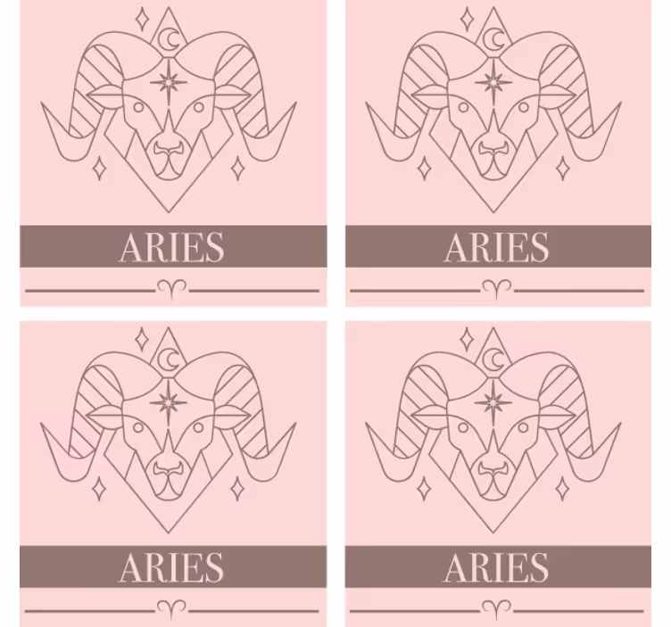 Gepersonaliseerde onderzetters aries zodiac symbool - TenStickers
