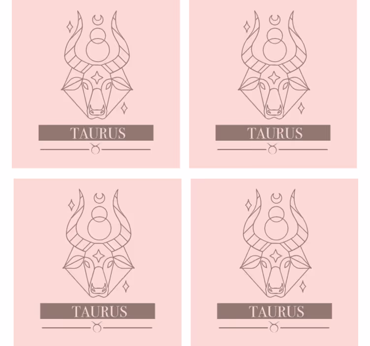 Gepersonaliseerde onderzetters taurus zodiac minimalist - TenStickers