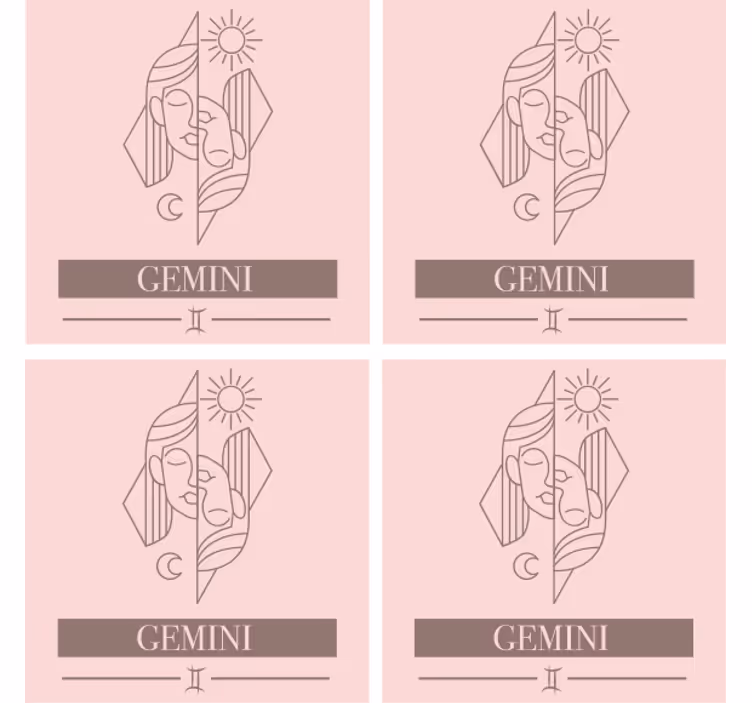 Tekst onderzetters dual faces zodiac - TenStickers