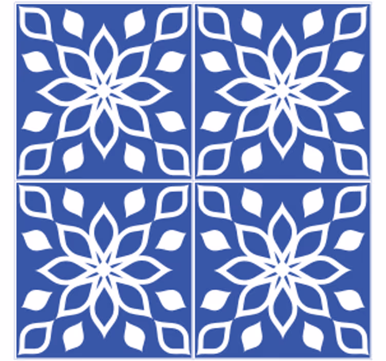 Tegel onderzetters met bloemenpatroon vierkant - TenStickers