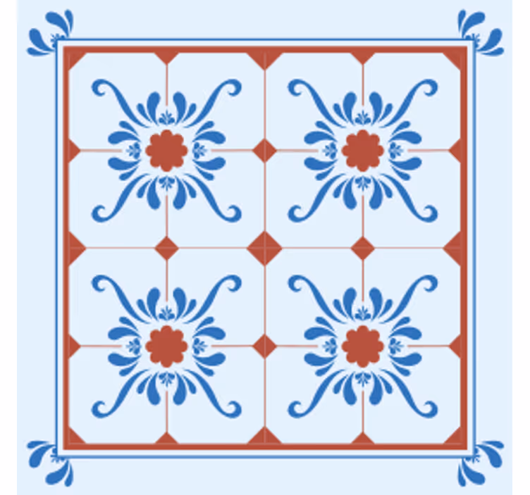 Tegel onderzetters met decoratief bloemenpatroon - TenStickers