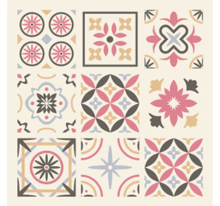 Tegel onderzetters geometrisch bloemig element - TenStickers