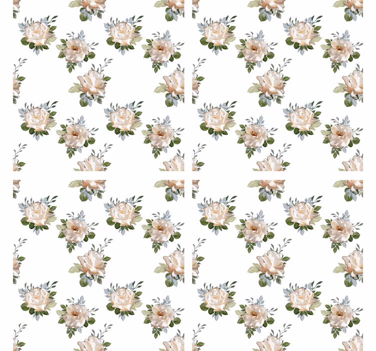 Onderzetters bloemendessin op witte achtergrond - TenStickers