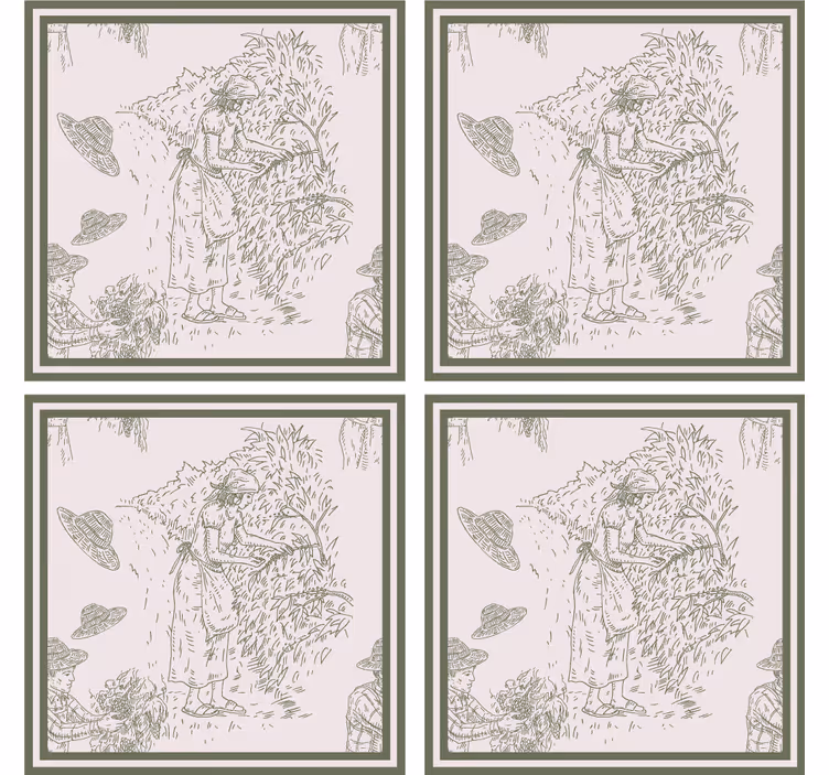 Frans vintage patroon in groene onderzetter - TenStickers
