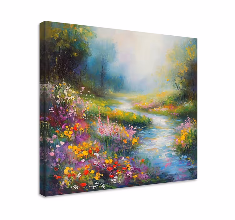 Bos rivier Canvas landschap - TenStickers