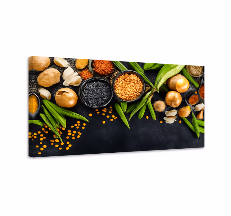 Groenten en kruiden canvas schilderij keuken - TenStickers