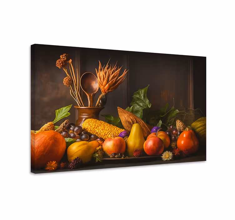 Rustieke groenten en fruit canvas schilderij keuken - TenStickers
