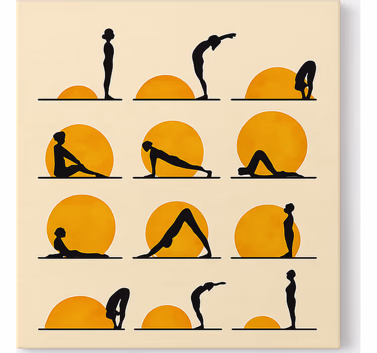 Zonneyoga-posities Canvas schilderij sport - TenStickers