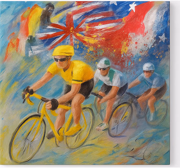 Schilderij van wielrenners Canvas schilderij sport - TenStickers