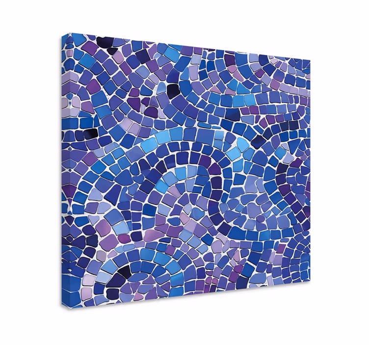 Blauw canvas schilderij met mozaïek effect - TenStickers
