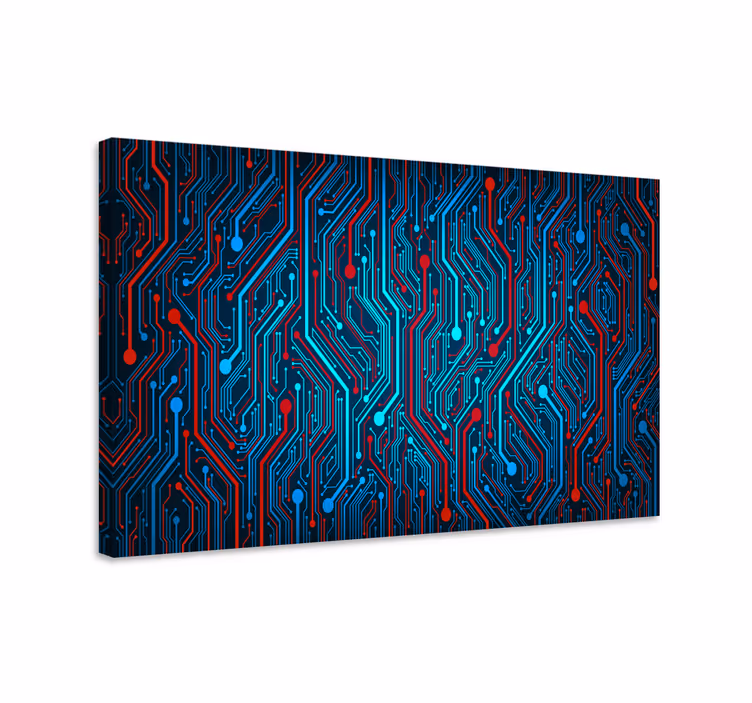 Blauw canvas schilderij wire circuit - TenStickers