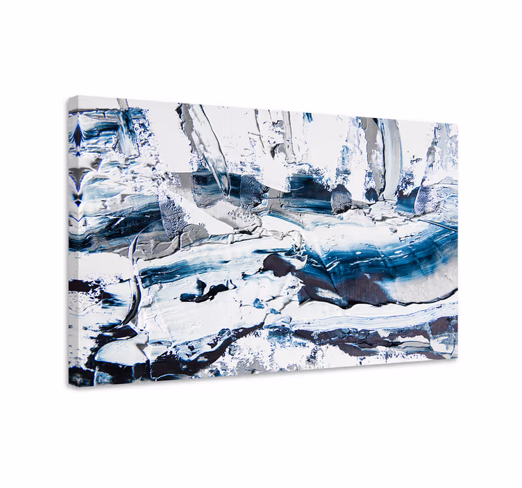 Blauw canvas schilderij crèmekleurig textuur schilderij - TenStickers
