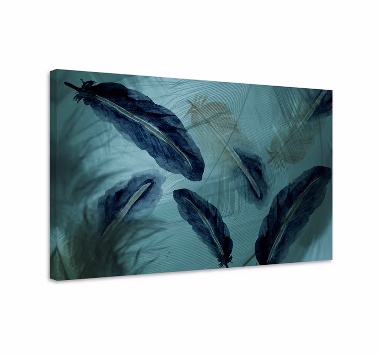 Blauw canvas schilderij waterverf veerlijn esthetiek - TenStickers