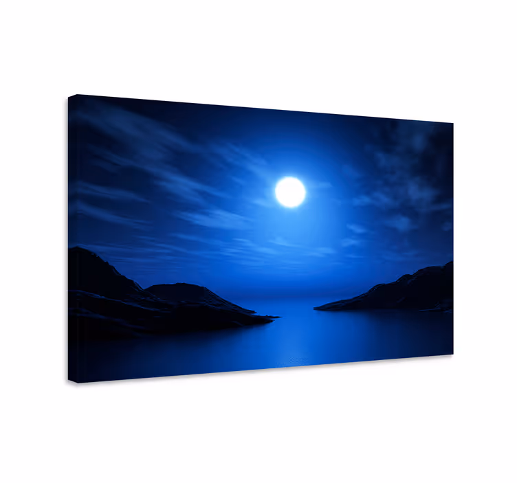 Blauw canvas schilderij lunar nachtscène - TenStickers