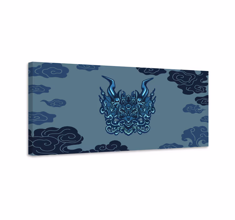 Blauw canvas schilderij mythical dragon - TenStickers