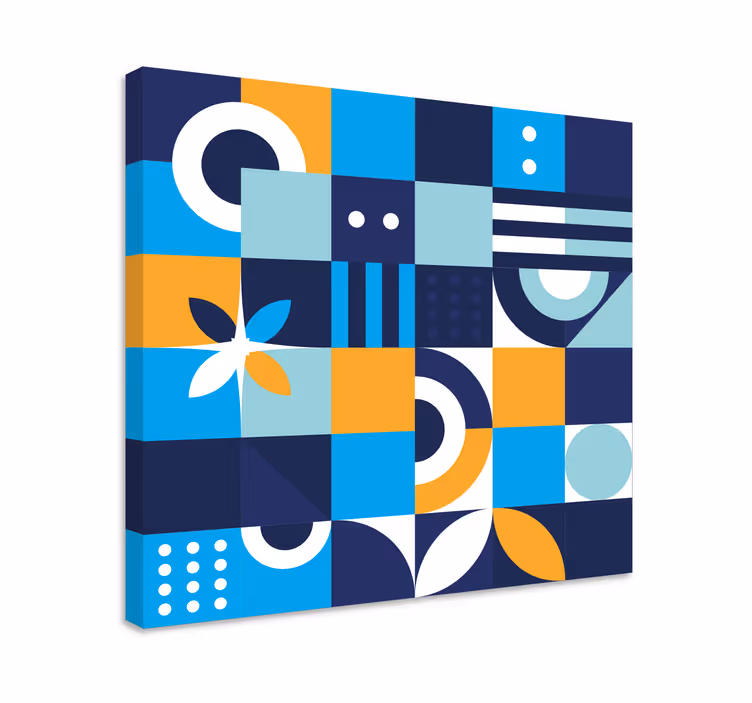 Blauw canvas schilderij geometrisch ontwerp - TenStickers