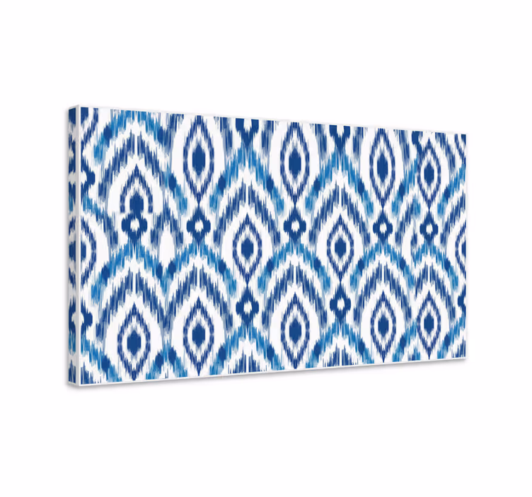 Blauw canvas schilderij met ikat patroon - TenStickers