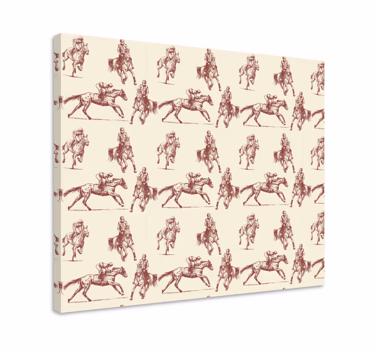 Paarden schilderij op canvas beige en bruine paardenpatroon - TenStickers