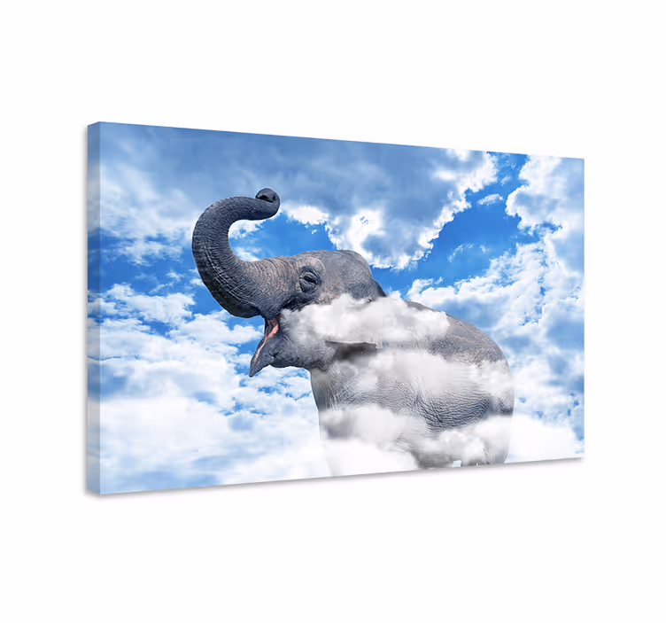 Canvas schilderij olifant olifant in de wolken - TenStickers
