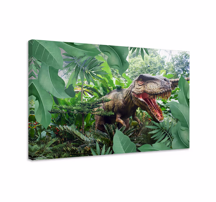 Canvas schilderij dinosaurus t rex muurschildering - TenStickers