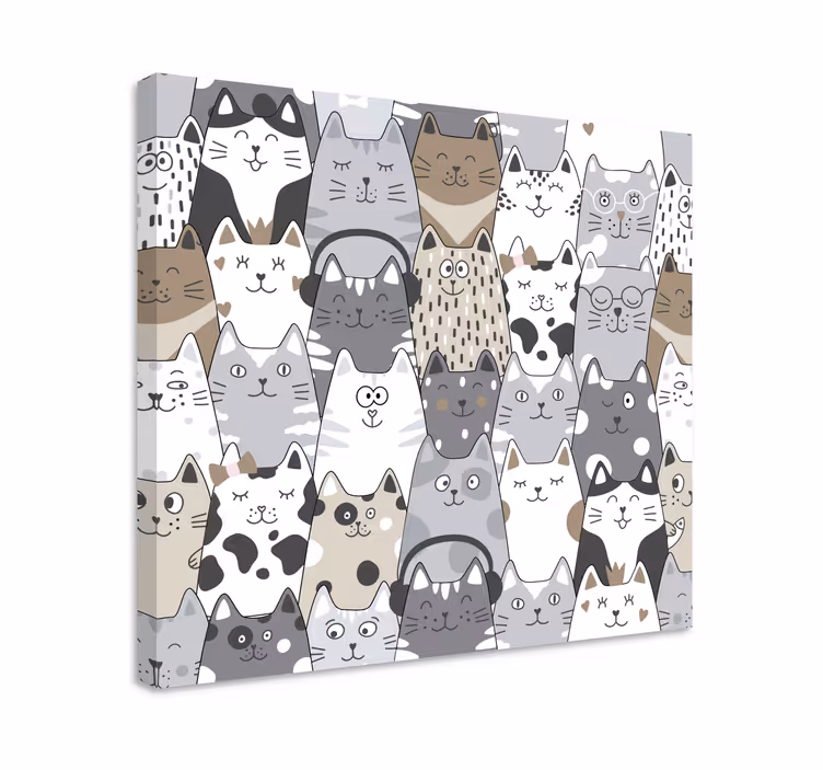 Canvas schilderij kat cartoon katten - TenStickers