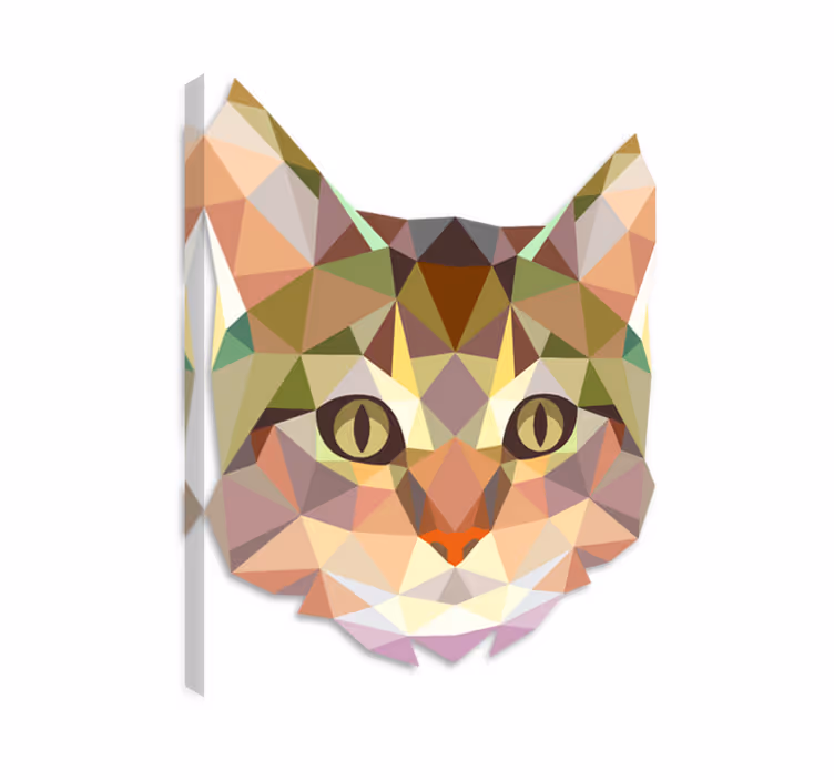 Canvas schilderij kat geometrisch kattengezicht - TenStickers