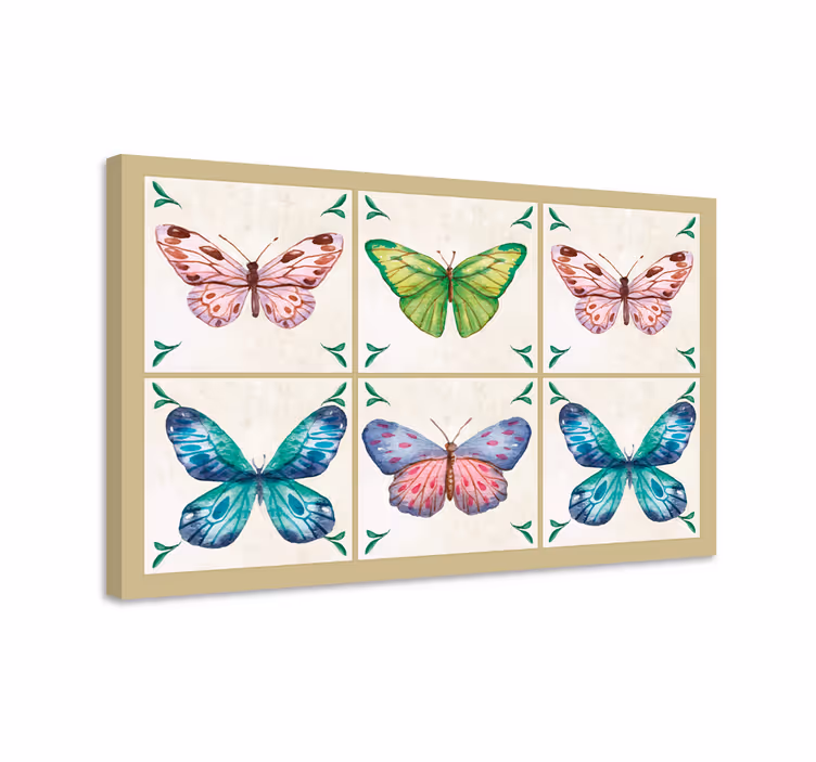 Canvas schilderij vlinder vlindertegels - TenStickers