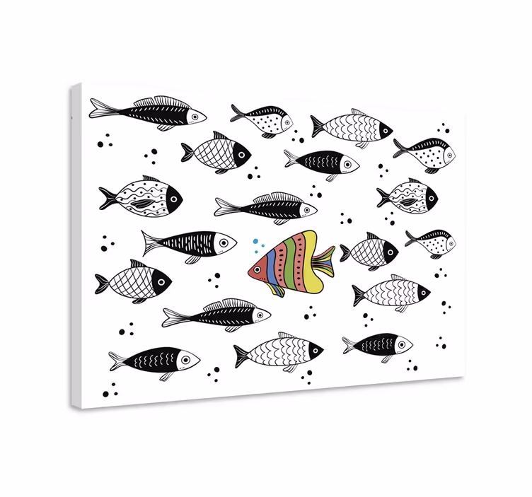 Canvas schilderij vis tegenstroom - TenStickers