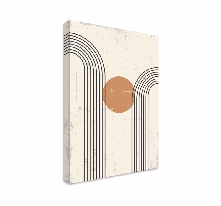Beige canvas schilderij abstract halve boog - TenStickers